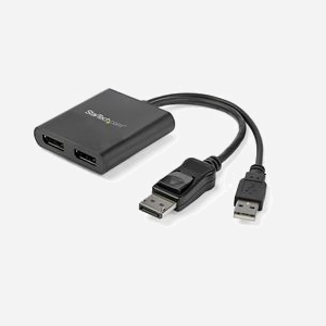 StarTech.com Répartiteur DisplayPort 1.2 vers 2x DisplayPort MST Hub, 4K 30Hz/1080p 60Hz, Alimentation USB, Windows, Ref: MSTDP122DP - Miniature 1