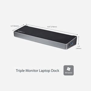 StarTech.com Dock USB 3.0 Triple Écran 2x DisplayPort 4K + HDMI, Hub 5x USB-A (1 Fast-Charge), Audio 3.5mm, GbE, Windows/macOS - USB3DOCKH2DP - Miniature 2