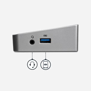 StarTech.com Dock USB 3.0 Triple Écran 2x DisplayPort 4K + HDMI, Hub 5x USB-A (1 Fast-Charge), Audio 3.5mm, GbE, Windows/macOS - USB3DOCKH2DP - Miniature 3