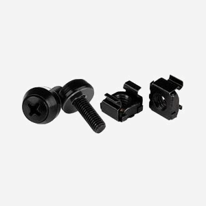 StarTech.com CABSCREWM52B : Kit de 100 vis et écrous cage M5 x 12 mm, noir, pour montage rack, outil d'installation inclus, conformité TAA - Miniature 1
