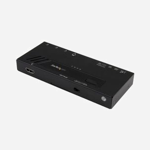Commutateur HDMI StarTech.com VS421HD4KA 4 ports, résolution 4K 30Hz, HDCP, commutation automatique/prioritaire/manuelle, télécommande IR, RS-232