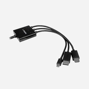StarTech.com Câble Adaptateur 2m HDMI vers HDMI + DisplayPort/Mini DisplayPort Mâle/Mâle, Résolution 4K UHD, Alimentation USB, Noir - Miniature 3