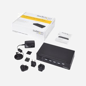 StarTech.com Switch KVM USB HDMI 4 Ports SV431HDU3A2 - Hub USB 3.0 Intégré, Résolution 1920x1080, Audio 3.5mm, Ports Console USB A - Miniature 5