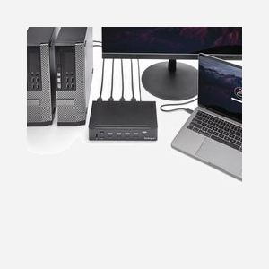 StarTech.com Switch KVM USB HDMI 4 Ports SV431HDU3A2 - Hub USB 3.0 Intégré, Résolution 1920x1080, Audio 3.5mm, Ports Console USB A - Miniature 3