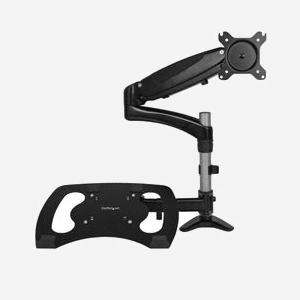 StarTech.com ARMUNONB Bras d'écran 15-27" Aluminium Noir Fixation Bureau Pince VESA 75x75/100x100mm Charge max 8kg Angle -90/+85° Pivot 180° - Miniature 2