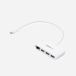 StarTech.com HB30C3A1GEA : Hub USB-C 3 Ports USB 3.2 Gen 1 (5Gbps) + Gigabit Ethernet RJ45, Chipset VIA/Realtek, Blanc, Alimentation USB - Miniature 1