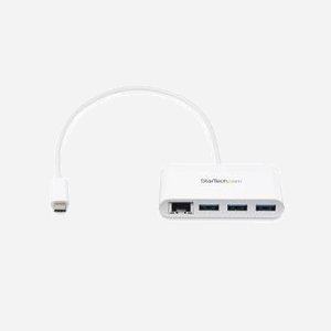 StarTech.com HB30C3A1GEA : Hub USB-C 3 Ports USB 3.2 Gen 1 (5Gbps) + Gigabit Ethernet RJ45, Chipset VIA/Realtek, Blanc, Alimentation USB - Miniature 2
