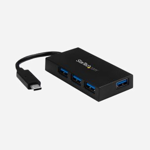 StarTech.com Hub USB-C vers 4x USB-A 3.2 Gen 1 (5Gbps) avec Adaptateur Secteur 20W - Chipset Genesys Logic GL3523, BC 1.2, Noir