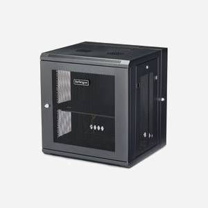StarTech.com RK12WALHM Armoire Réseau Murale 12U 4 Montants 19", Profondeur 6-40cm, Acier, Porte et Panneaux Verrouillables, Charge 90kg, avec Étagère 1U - Miniature 1