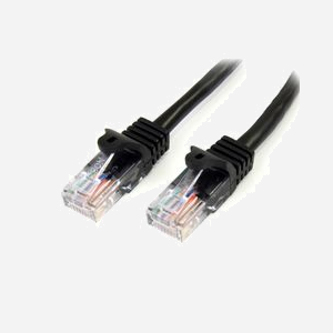 StarTech.com Câble Cat5e U/UTP RJ45 50cm Noir - Conducteur cuivre 24 AWG, Contacts Or 50µ, PoE, Fast Ethernet 100Mb/s, 350MHz - 45PAT50CMBK