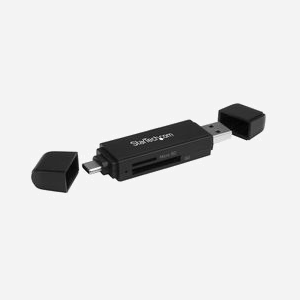 StarTech.com Lecteur Cartes Mémoire USB 3.0 SD/MicroSD, 5Gbps, USB Type-A/Type-C, SDXC/SDHC/SD, microSDXC/SDHC/SD, 2To Max, Noir, Plug & Play - Miniature 2