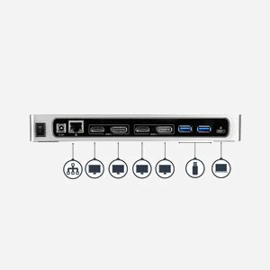 StarTech.com DK30A2DH Station d'accueil USB-C/USB-A Double 4K60Hz DisplayPort/HDMI - 6x USB 3.0 - GbE - Windows/macOS - Chipset DisplayLink DL-6950 - Miniature 4