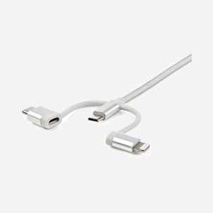 StarTech.com Câble Multi-Chargeur LTCUB1MGR 1m USB 2.0 Type-A vers Micro-USB B + Adaptateur Lightning/USB-C, Tressé, 22/28 AWG, Argent - Miniature 3