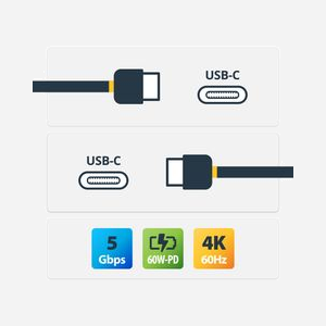 StarTech.com Câble USB-C 2m USB 5Gbps 60W Power Delivery 4K 60Hz DP Alt Mode Gaine TPE - Compatible Thunderbolt 3 USB 3.2 Gen 1 - Miniature 2