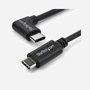 Câble StarTech.com USB-C 2.0 Mâle/Mâle 1m, Angle Droit, 60W (3A) Power Delivery, Charge & Synchronisation, Contacts Nickel, Noir, RoHS, CE, REACH