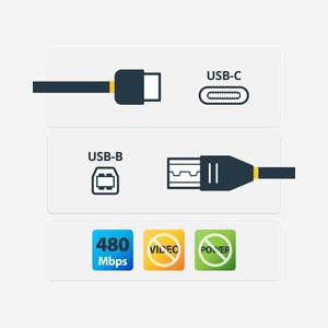 StarTech.com Câble USB-C vers USB-B 3m, USB 2.0, M/M, PVC Noir, 480 Mbit/s, AWG 23/28, Contacts Nickel, RoHS - USB2CB3M - Miniature 2