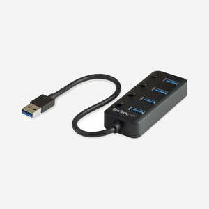 StarTech.com Hub USB 3.0 4 Ports USB-A vers 4x USB 3.0 Type-A, SuperSpeed USB 3.2 Gen 1 (5Gbps), Interrupteur On/Off par Port, Chipset VIA/VLI VL817