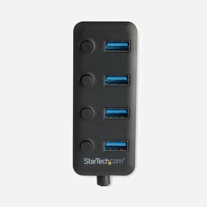 StarTech.com Hub USB 3.0 4 Ports USB-A vers 4x USB 3.0 Type-A, SuperSpeed USB 3.2 Gen 1 (5Gbps), Interrupteur On/Off par Port, Chipset VIA/VLI VL817 - Miniature 3