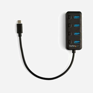 StarTech.com Hub USB 3.0 Type-C vers 4x USB 3.2 Gen 1 Type-A, 5Gbps, Commutateurs Individuels, Alimentation USB, Câble 25cm, Chipset VIA/VLI VL817 - Miniature 4