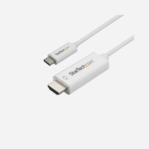 StarTech.com Adaptateur USB-C vers HDMI 1m, USB Type-C mâle vers HDMI 2.0 mâle, 4K 60Hz, DP 1.2 Alt Mode, HBR2, Chipset VIA/Parade, Blanc