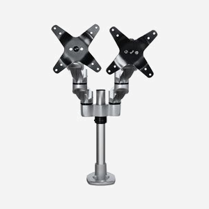 StarTech.com ARMDUALPS Bras Double Écran 13-27" Aluminium Argenté, Fixation Pince/Oeillet, VESA 75x75/100x100, Inclinaison -15/+90°, Rotation 360° - Miniature 1