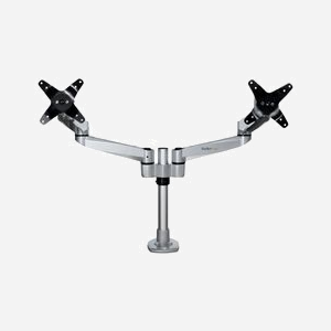 StarTech.com ARMDUALPS Bras Double Écran 13-27" Aluminium Argenté, Fixation Pince/Oeillet, VESA 75x75/100x100, Inclinaison -15/+90°, Rotation 360° - Miniature 2