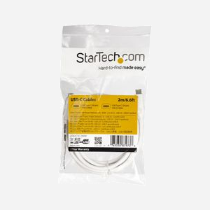 StarTech.com Câble USB-C 2.0 vers USB-C 2m, 100W (5A) Power Delivery, Certification USB-IF, TPE, Blindage Mylar, Blanc, USB2C5C2MW - Miniature 5