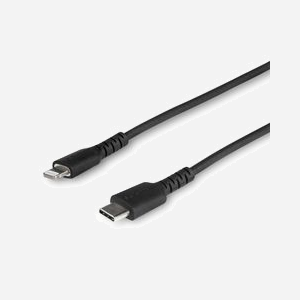 Câble StarTech.com USB-C vers Lightning 1m Noir - Aramide, TPE, USB 2.0, 480 Mbit/s - Compatible iPad/iPhone - RUSBCLTMM1MB - Miniature 1