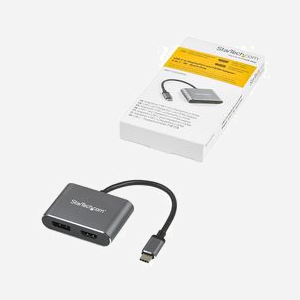 StarTech.com CDP2DPHD - Adaptateur USB-C vers HDMI/DisplayPort 4K 60Hz - Chipset ITE IT6563/Parade PS8338 - Boîtier Aluminium Gris Sidéral - Câble Intégré 15cm - Miniature 5