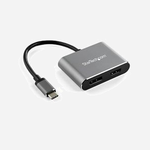 StarTech.com CDP2DPHD - Adaptateur USB-C vers HDMI/DisplayPort 4K 60Hz - Chipset ITE IT6563/Parade PS8338 - Boîtier Aluminium Gris Sidéral - Câble Intégré 15cm - Miniature 1