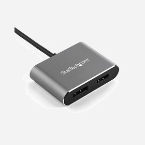StarTech.com CDP2DPHD - Adaptateur USB-C vers HDMI/DisplayPort 4K 60Hz - Chipset ITE IT6563/Parade PS8338 - Boîtier Aluminium Gris Sidéral - Câble Intégré 15cm - Miniature 2