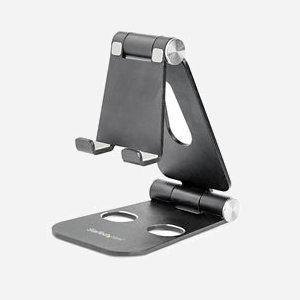 StarTech.com USPTLSTNDB Support Aluminium Noir Universel pour Mobile/Tablette 4"-13" (max 11mm) - Angle Ajustable - Dimensions 75x280x130mm - 188g - Miniature 1