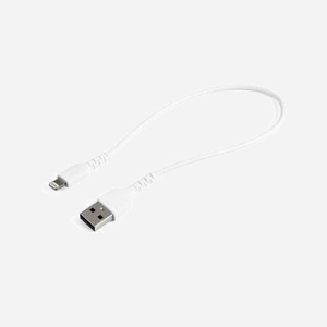 StarTech.com Câble USB-A vers Lightning 0.3m, Fibre Aramide, TPE, USB 2.0, 480 Mbit/s, Blanc - RUSBLTMM30CMW - Certifié Apple MFi