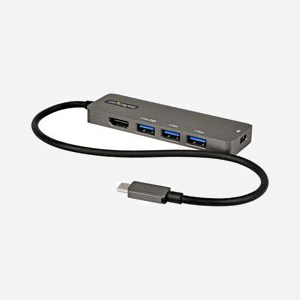 StarTech.com Adaptateur Multiport USB-C vers HDMI 2.0b 4K 60Hz, Power Delivery 100W, Hub 4x USB 3.0, Câble 30cm - DKT30CHPD3