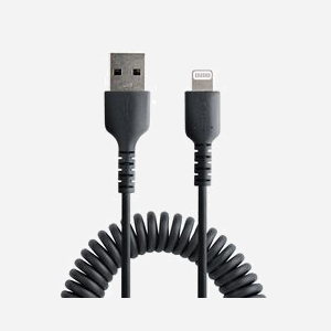 StarTech.com Câble USB 2.0 vers Lightning 1m, spiralé à 0.38m, MFi, TPE noir, renfort fibre aramide, connecteurs nickelés, 480 Mbit/s - Miniature 3