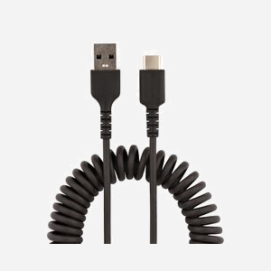 StarTech.com R2ACC-50C-USB-CABLE : Câble USB-A vers USB-C 2.0 Spiralé 50cm, Renforcé Aramide, M/M, 3A, 480 Mbit/s, Noir, AWG 32/22. - Miniature 4
