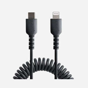 StarTech.com Câble USB-C vers Lightning 1m Noir - USB 2.0, MFi certifié, Gaine TPE durable, Contacts Nickel, Diamètre 3.1mm, Rétractable à 0.38m - Miniature 3