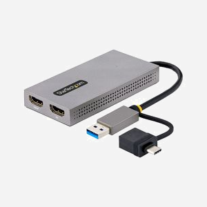 StarTech.com Adaptateur USB vers Dual HDMI, USB-A/C vers 2 écrans (4K30Hz + 1080p), Chipset SM768, Compatible Windows/macOS/ChromeOS, 8GB DDR3 - Miniature 1