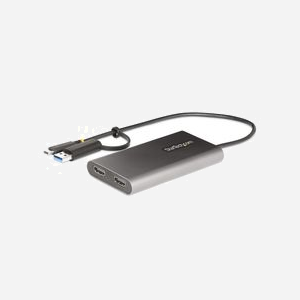 StarTech.com Adaptateur USB-C/A vers Dual HDMI 4K 60Hz, Power Delivery 100W, Chipset DisplayLink DL-6950, Windows/macOS/Ubuntu/ChromeOS, Câble 30cm