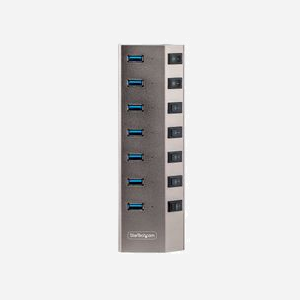 StarTech.com Hub USB-C/A 3.2 Gen 1 7 Ports Auto-Alimenté 5Gbps avec Switch Individuel BC 1.2 - Chipset VIA VL817 & Câbles 1m Inclus - Miniature 5