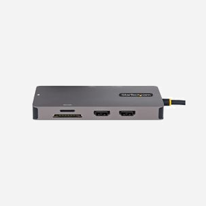 StarTech.com Adaptateur USB-C Multiport Dual HDMI 4K 60Hz, Hub USB-A 5Gbps, Power Delivery 100W, GbE, SD/MicroSD, câble 30cm - Miniature 3