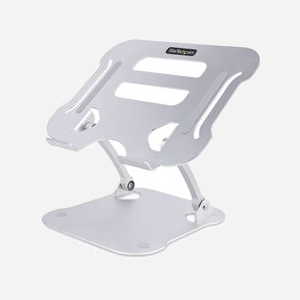 StarTech.com ADJ-LAPTOP-RISER : Support de Bureau Ergonomique Pliable Aluminium Argenté pour Ordinateur Portable jusqu'à 10kg, Hauteur Ajustable (jusqu'à 12cm), 226x269x50mm