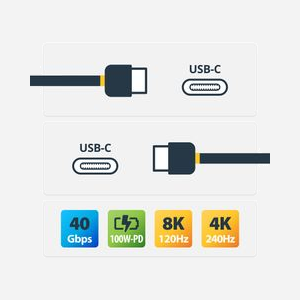 Câble StarTech.com USB4 1m USB-C vers USB-C 40Gbps 100W PD 8K 60Hz Compatible Thunderbolt 4/3/USB 3.2 - CC1M-40G-USB-CABLE - Miniature 2