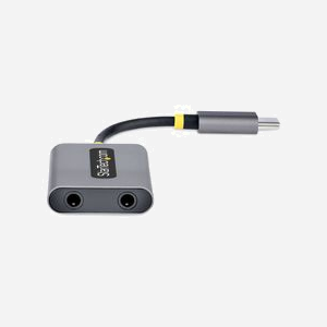 StarTech.com USBC-AUDIO-SPLITTER : Adaptateur USB-C vers double jack 3.5mm, DAC 24 bits/192kHz, support micro, câble 7cm, connecteurs plaqués aluminium - Miniature 3