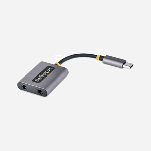 StarTech.com USBC-AUDIO-SPLITTER : Adaptateur USB-C vers double jack 3.5mm, DAC 24 bits/192kHz, support micro, câble 7cm, connecteurs plaqués aluminium
