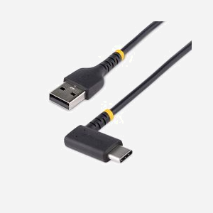 StarTech.com Câble USB-A vers USB-C 2.0 Robuste 15cm, 3A, Gaine TPE, Fibre d'Aramide, Angle Courbe, Charge et Synchronisation, R2ACR-15C-USB-CABLE