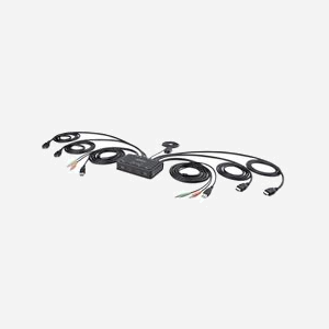 StarTech.com C2-DH46-UA2-CBL-KVM Commutateur KVM 2 Ports HDMI 4K 60Hz, USB-A, Audio 3.5mm avec câbles intégrés, compatible Windows/macOS/Linux