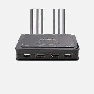 StarTech.com C2-DH46-UA2-CBL-KVM Commutateur KVM 2 Ports HDMI 4K 60Hz, USB-A, Audio 3.5mm avec câbles intégrés, compatible Windows/macOS/Linux - Miniature 3