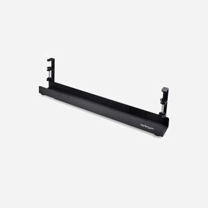 StarTech.com CALB-DESK-CABLE-TRAY Goulotte Passe Câble Bureau Acier Noir Ajustable 80-120cm, Pinces Fixation 5-50mm, Support Multiprise 105mm Largeur - Miniature 1
