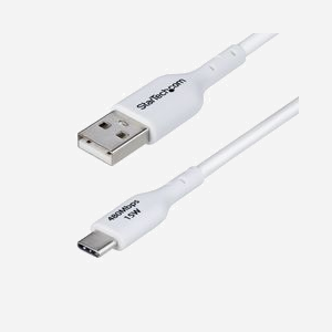 StarTech.com Câble USB-A vers USB-C 2m, USB 2.0, 3A, Gaine TPE, Blanc - USB2AC2MNCWHE - Connecteurs Nickel, AWG 22/30, Blindage Aluminium Mylar